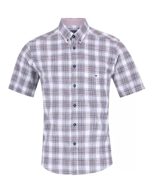 IVANO Checked Short Sleeve Shirt - Stone