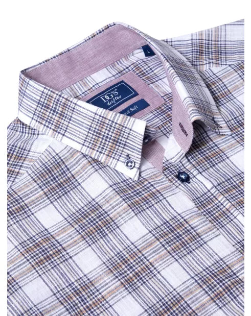 IVANO Checked Short Sleeve Shirt - Stone
