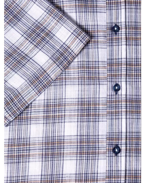 IVANO Checked Short Sleeve Shirt - Stone