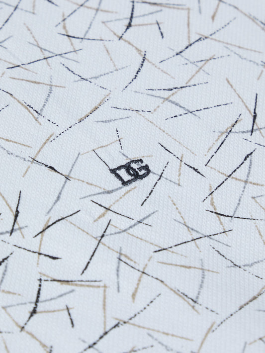 Button-Down Geometric Print Shirt - White / Black / Tan