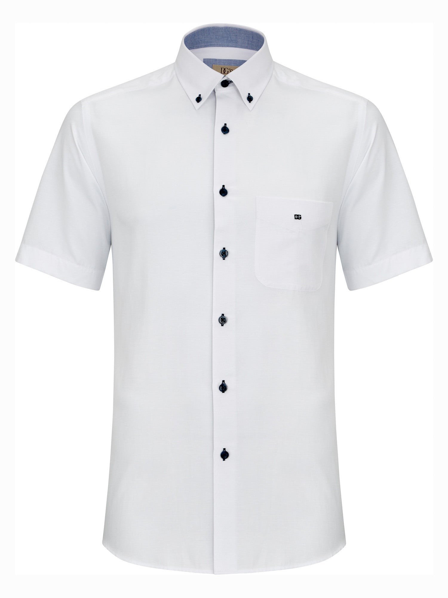 Cotton-Blend Button-Down Short-Sleeve Shirt White – Blooms Menswear