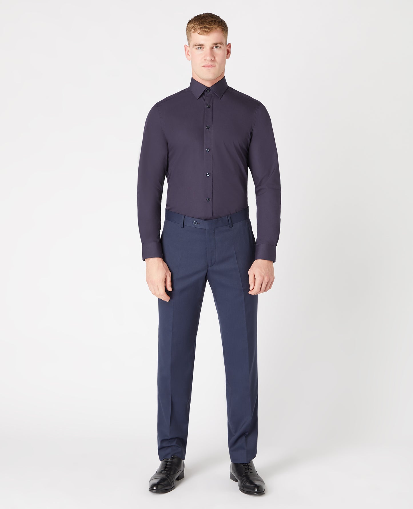Tapered Fit Long Sleeve Shirt - Navy