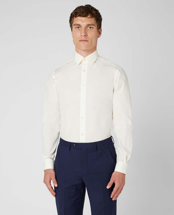 Tapered Fit Long Sleeve Shirt - Cream