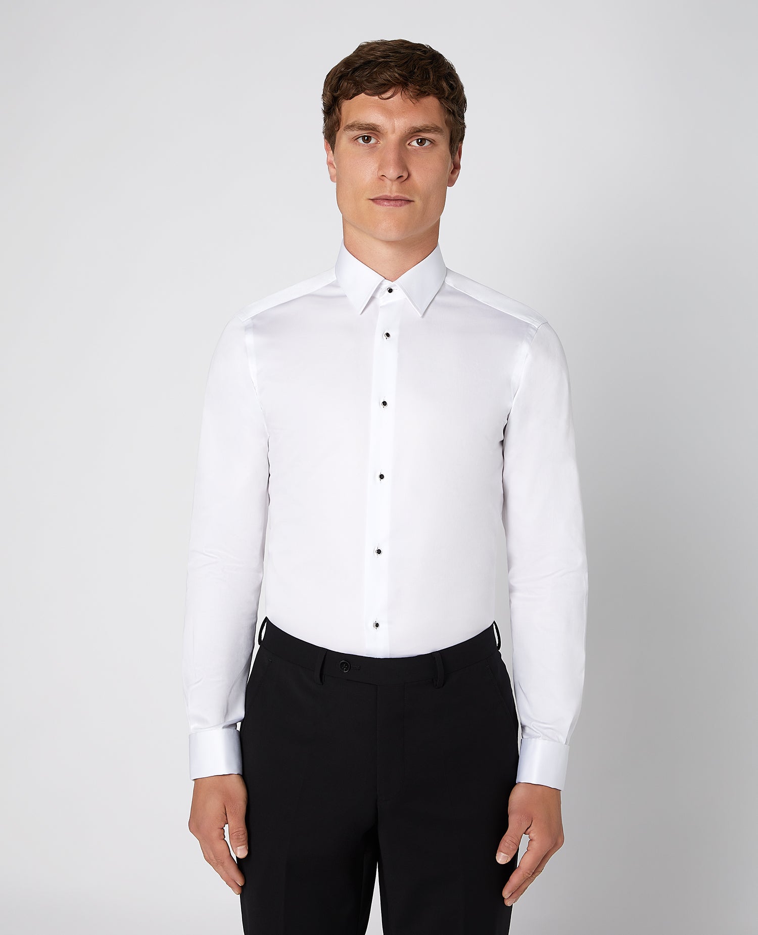Tapered Fit Dress Shirt with Removable Studs – Blooms Menswear