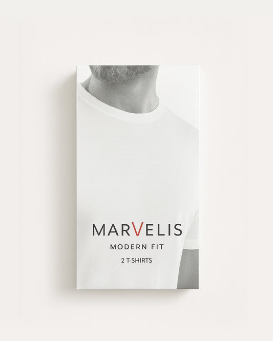 Marvelis Modern Fit 2-Pack T-Shirts — White (100% Cotton)