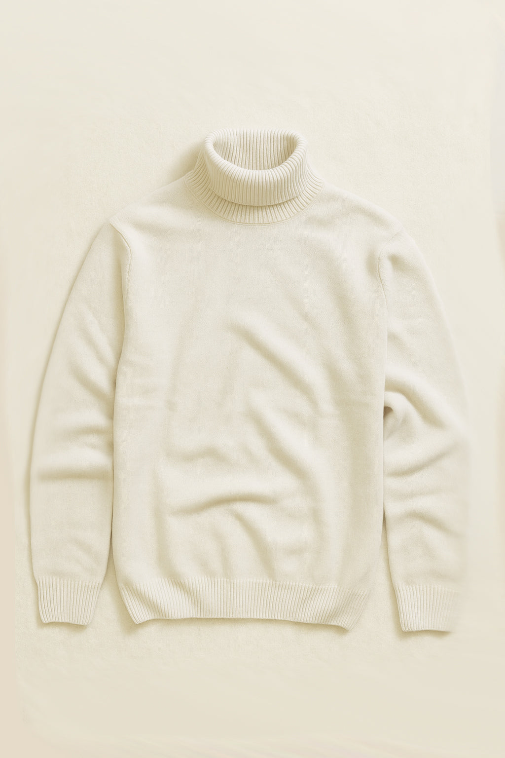 Super Soft Italian Wool Knit Roll-Neck Jumper - Ecru