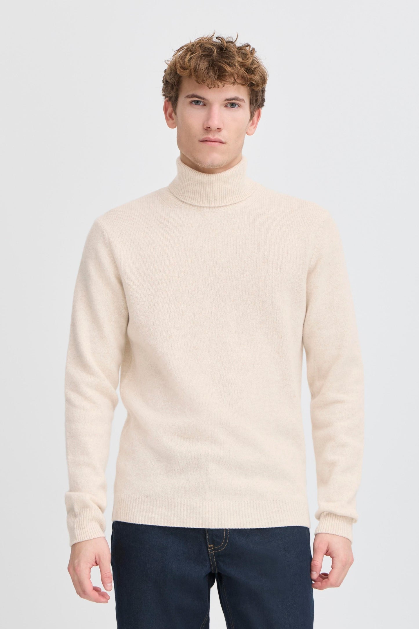 Super Soft Italian Wool Knit Roll-Neck Jumper - Ecru