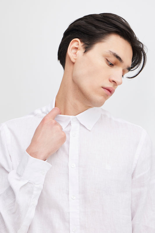 CFANTON Linen Long Sleeve Shirt - White