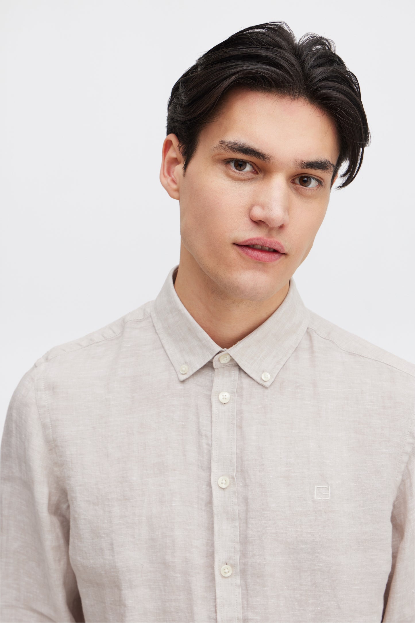 CFANTON Linen Long Sleeve Shirt - Beige