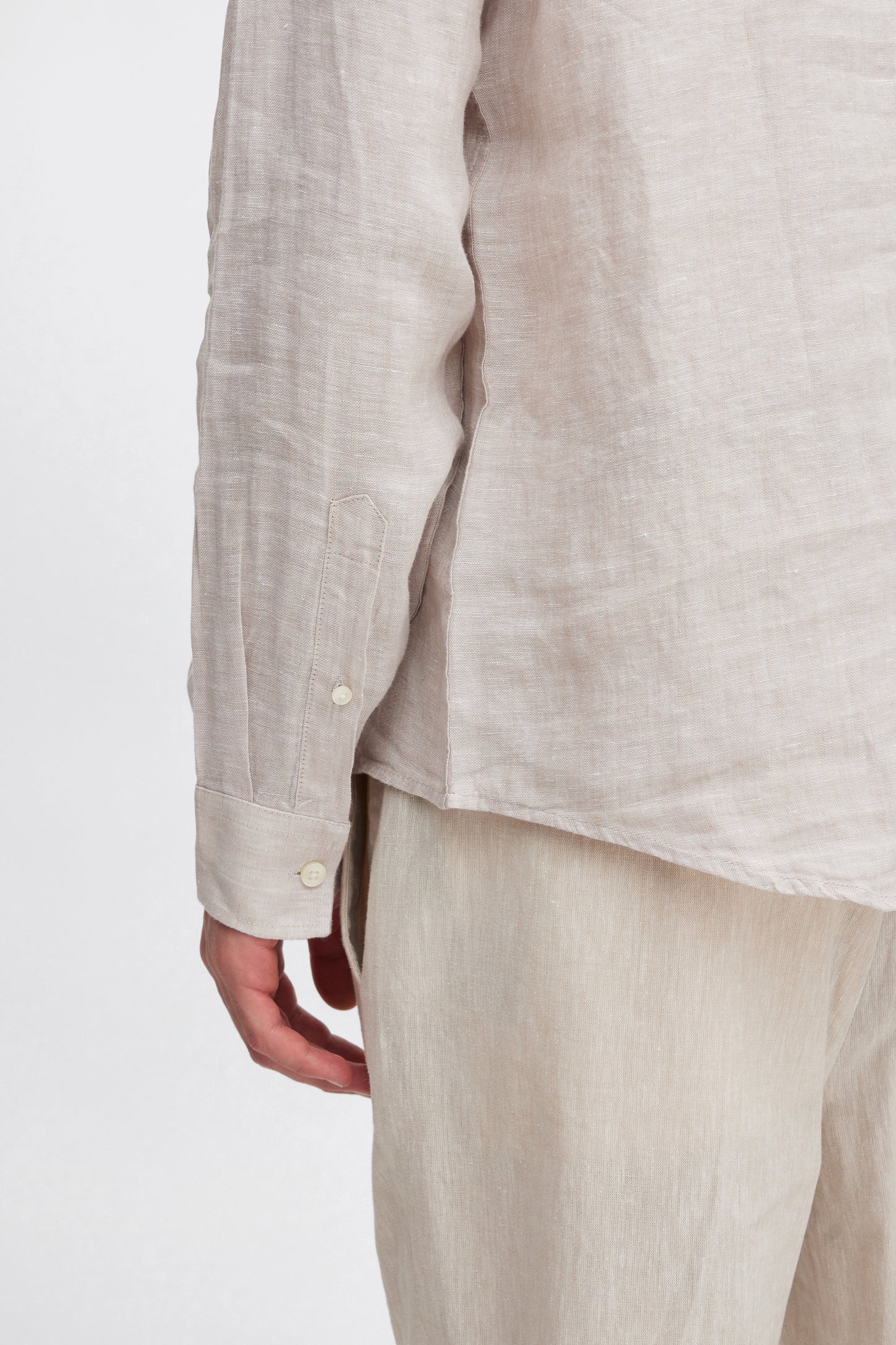 CFANTON Linen Long Sleeve Shirt - Beige