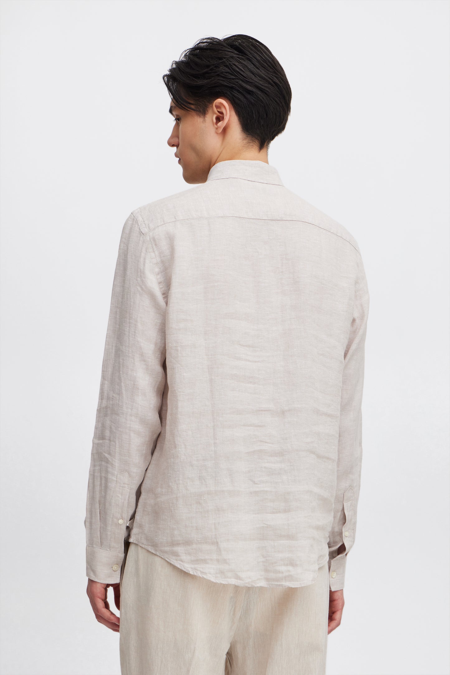 CFANTON Linen Long Sleeve Shirt - Beige