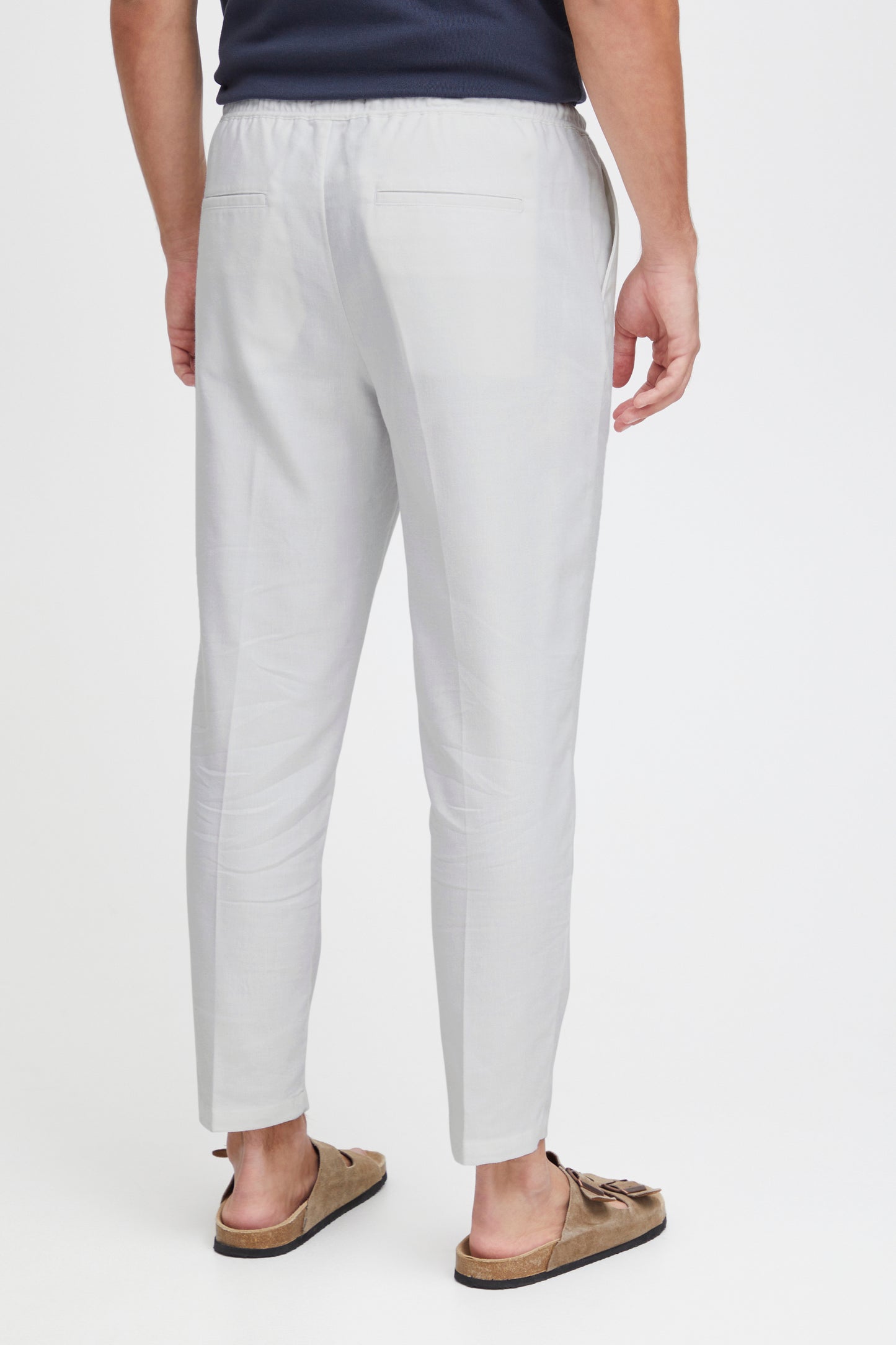 Lightweight Linen Blend Casual Trousers - White