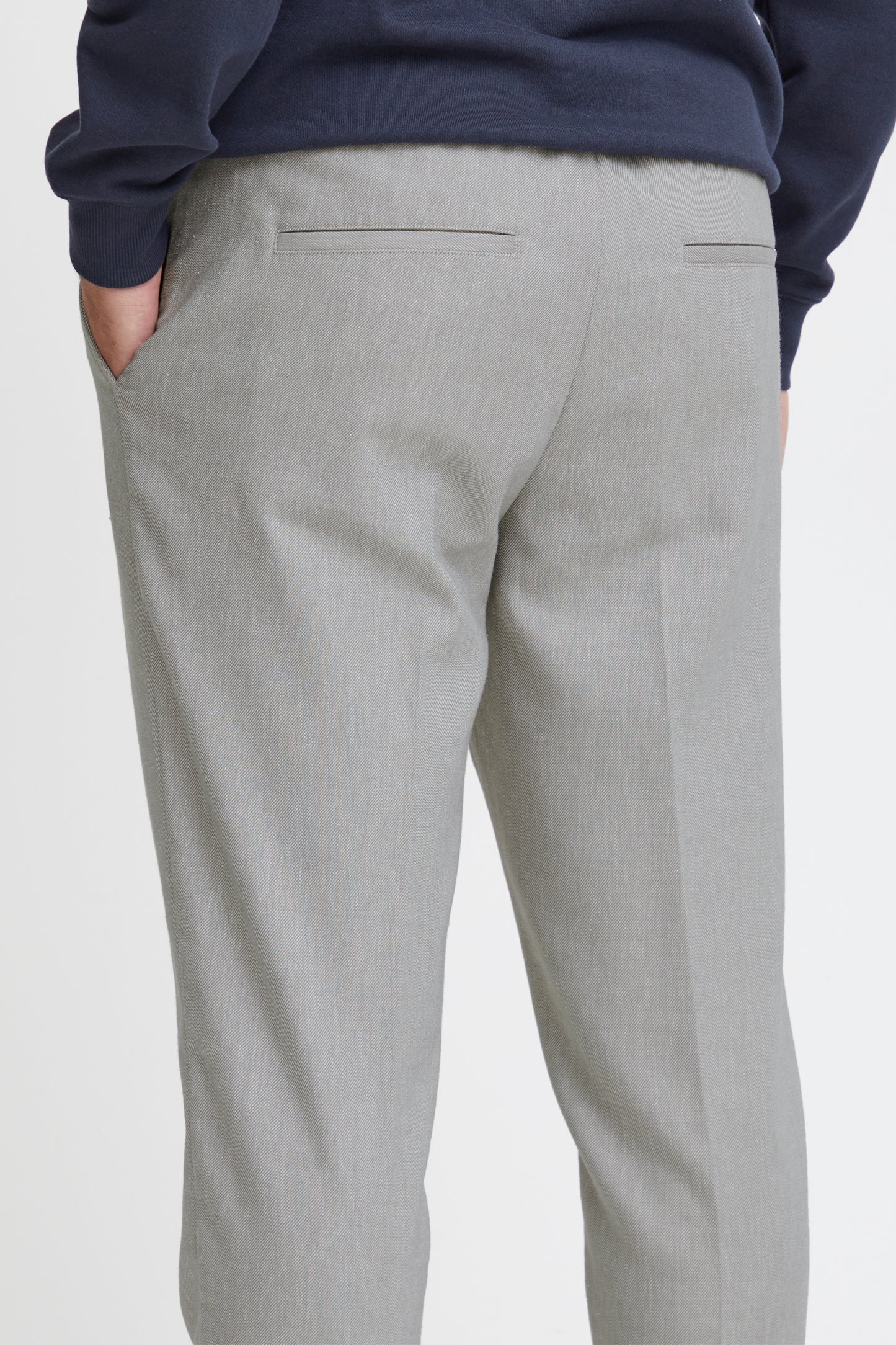 Lightweight Linen Blend Casual Trousers - Pale Grey