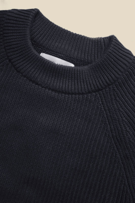 Classic Fine Cable Knit Cotton Jumper - Dark Navy