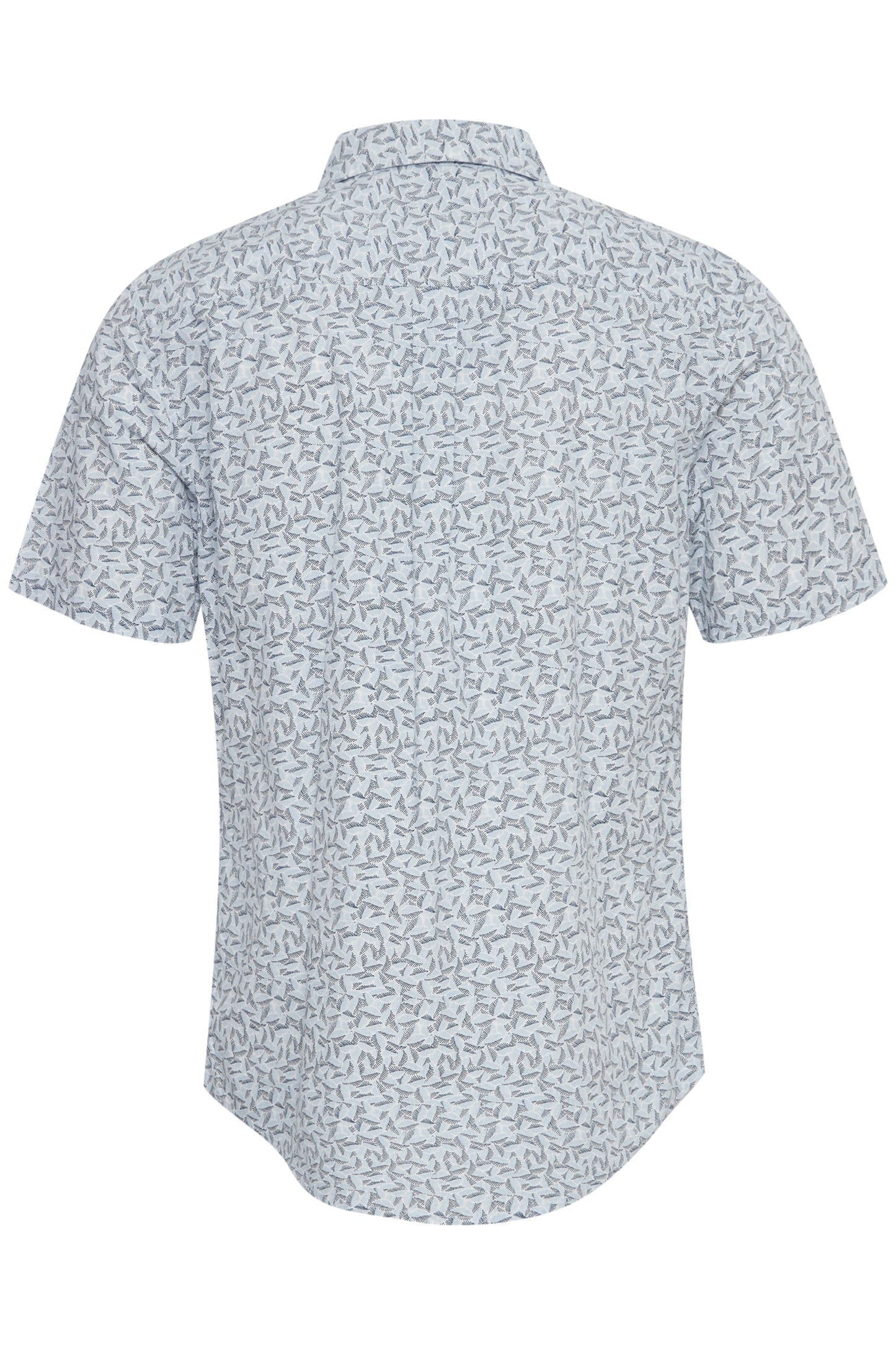 Leaf Print Pure Cotton Short Sleeve Shirt - Blue