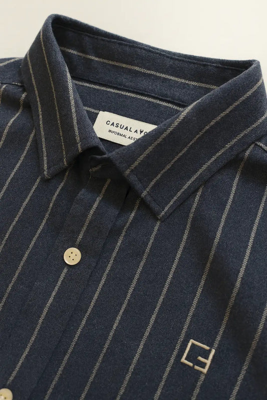 Flannel Stripe Shirt - Navy