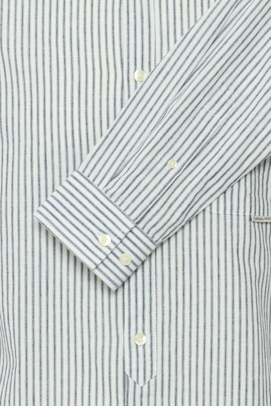 CFANDREW Striped Linen Mix Shirt - Blue