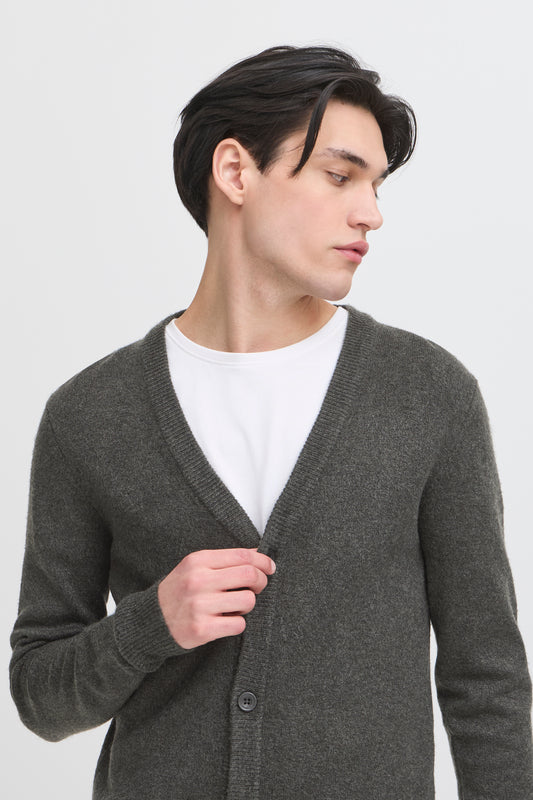 Woolen Button Cardigan - Charcoal Grey