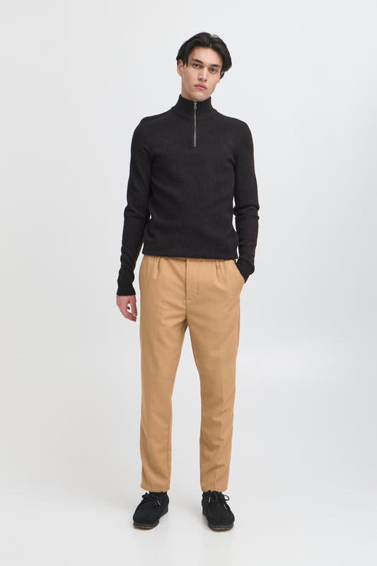 Relaxed Fit Pleated Trousers - Tan