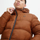 Hooded Puffer Quilted Coat - Rust
