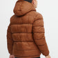 Hooded Puffer Quilted Coat - Rust
