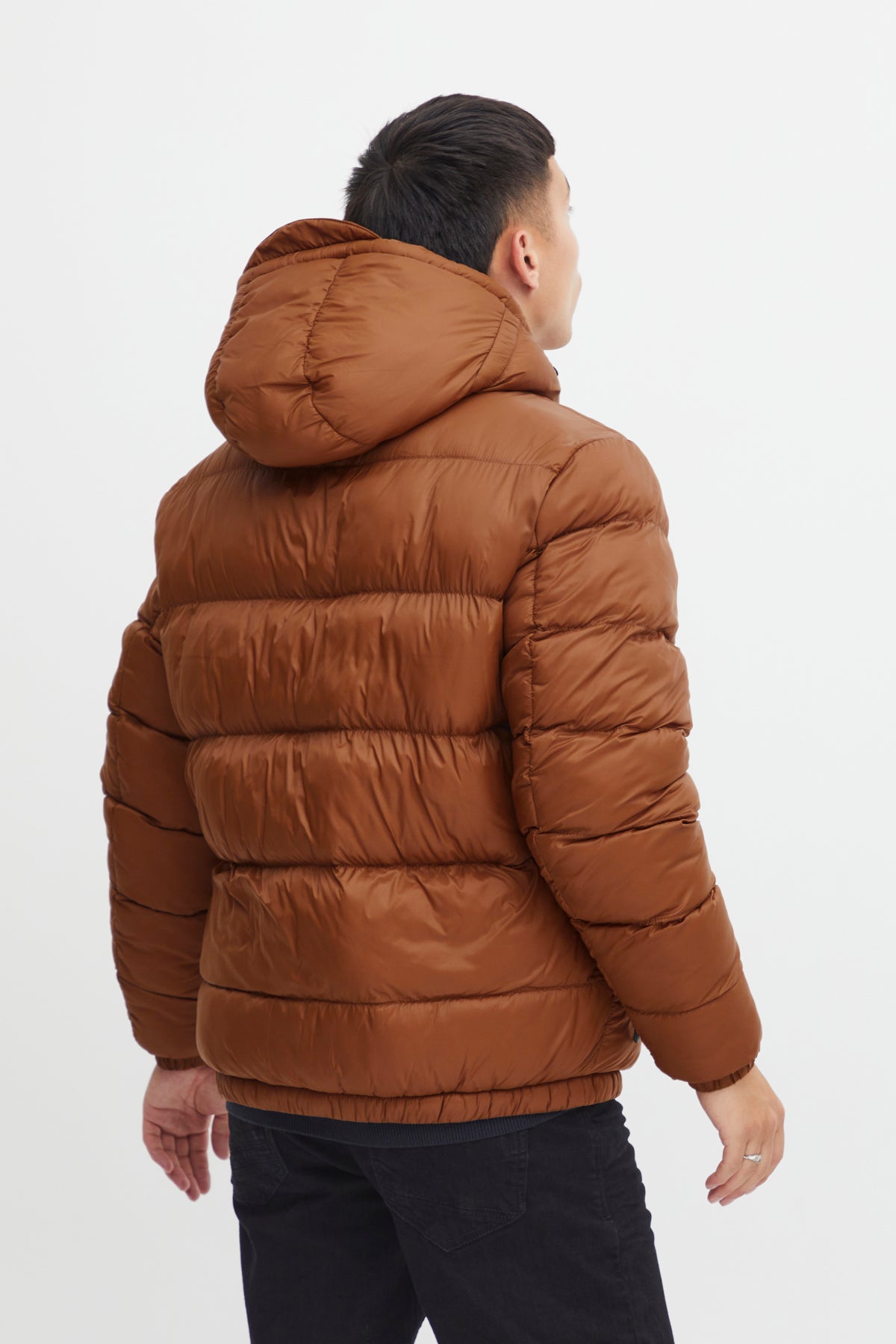 Hooded Puffer Quilted Coat - Rust