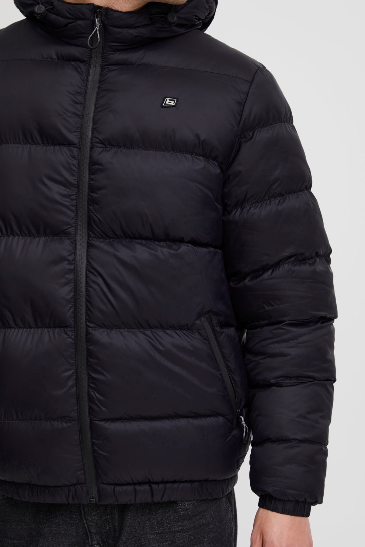 Hooded Puffer Quilted Coat - Black