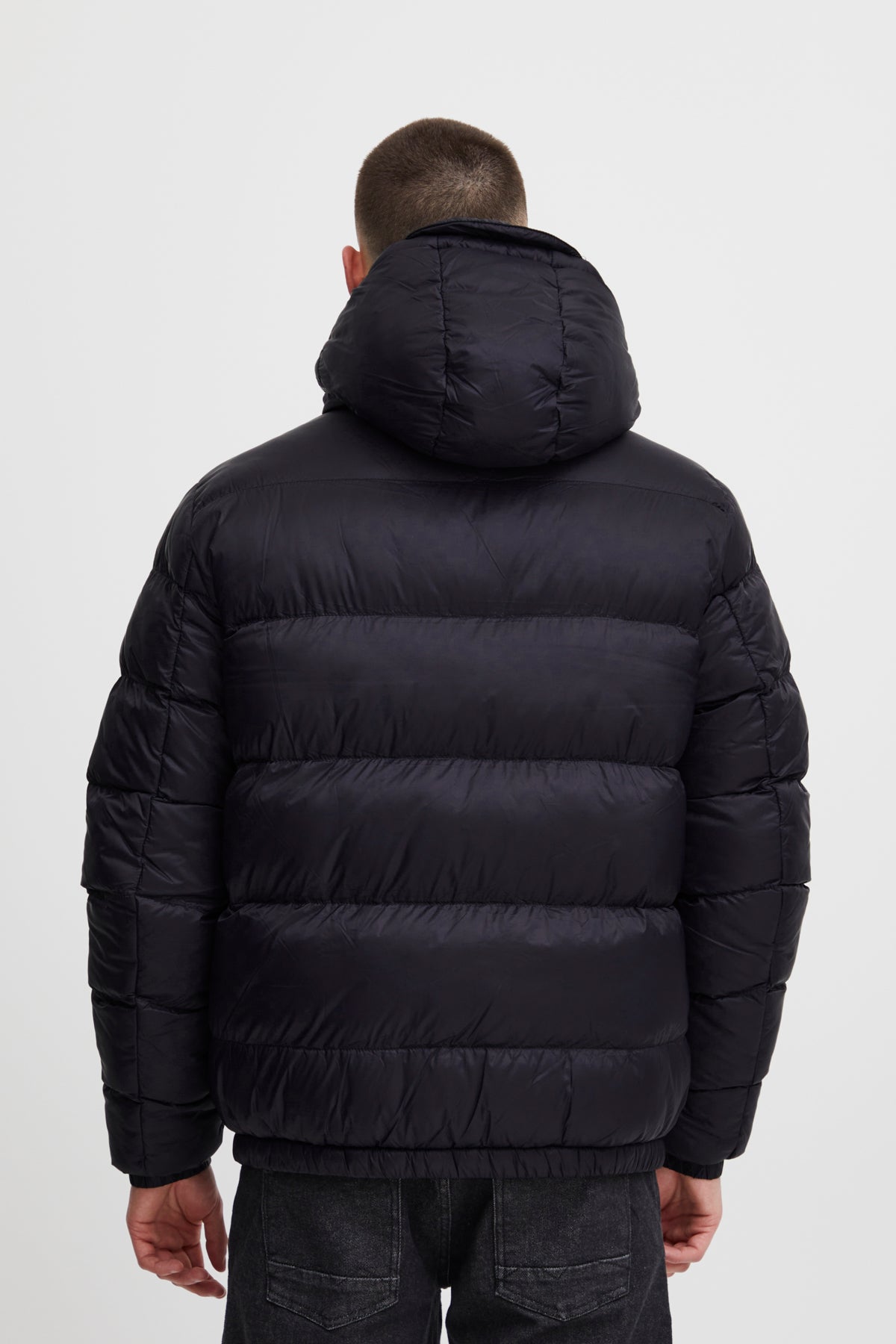 Hooded Puffer Quilted Coat - Black