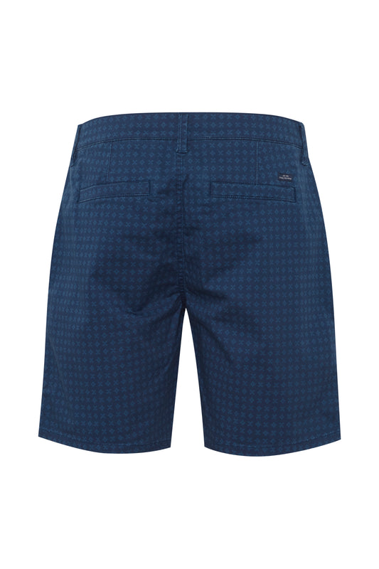 Cotton Blend Chino Shorts - Navy Print