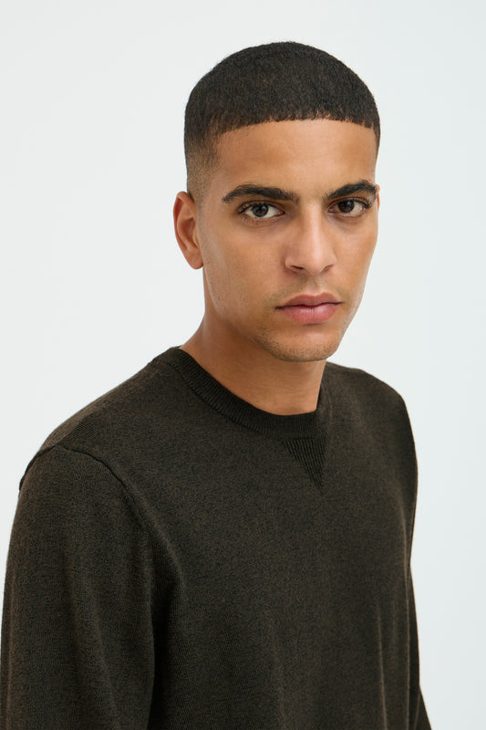 Super-soft Knitted Crew-Neck - Olive Green