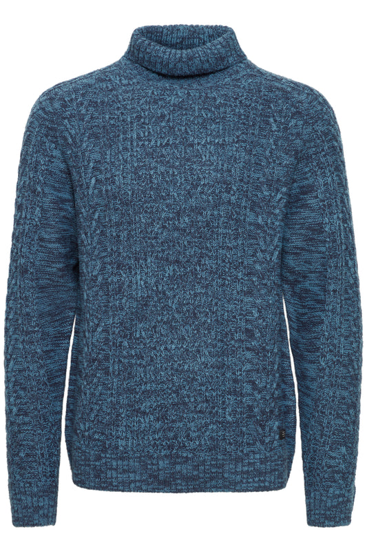 Chunky Cable-Knit Roll Neck - Blue