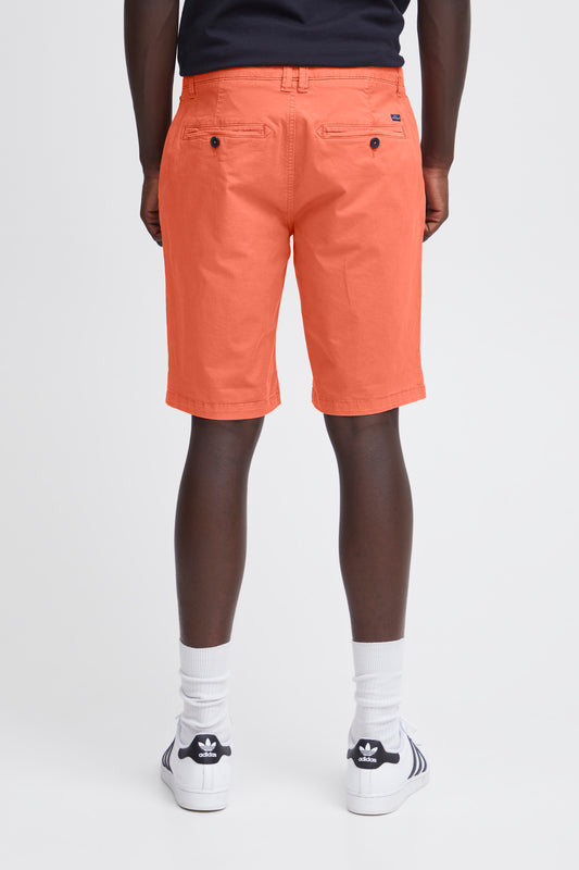 Cotton Blend Chino Shorts - Coral