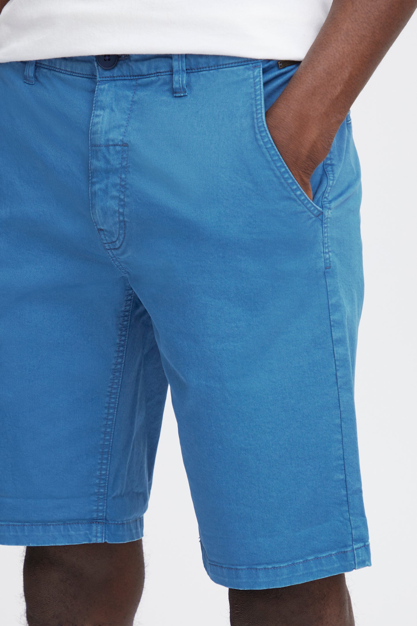 Cotton Blend Chino Shorts -Blue