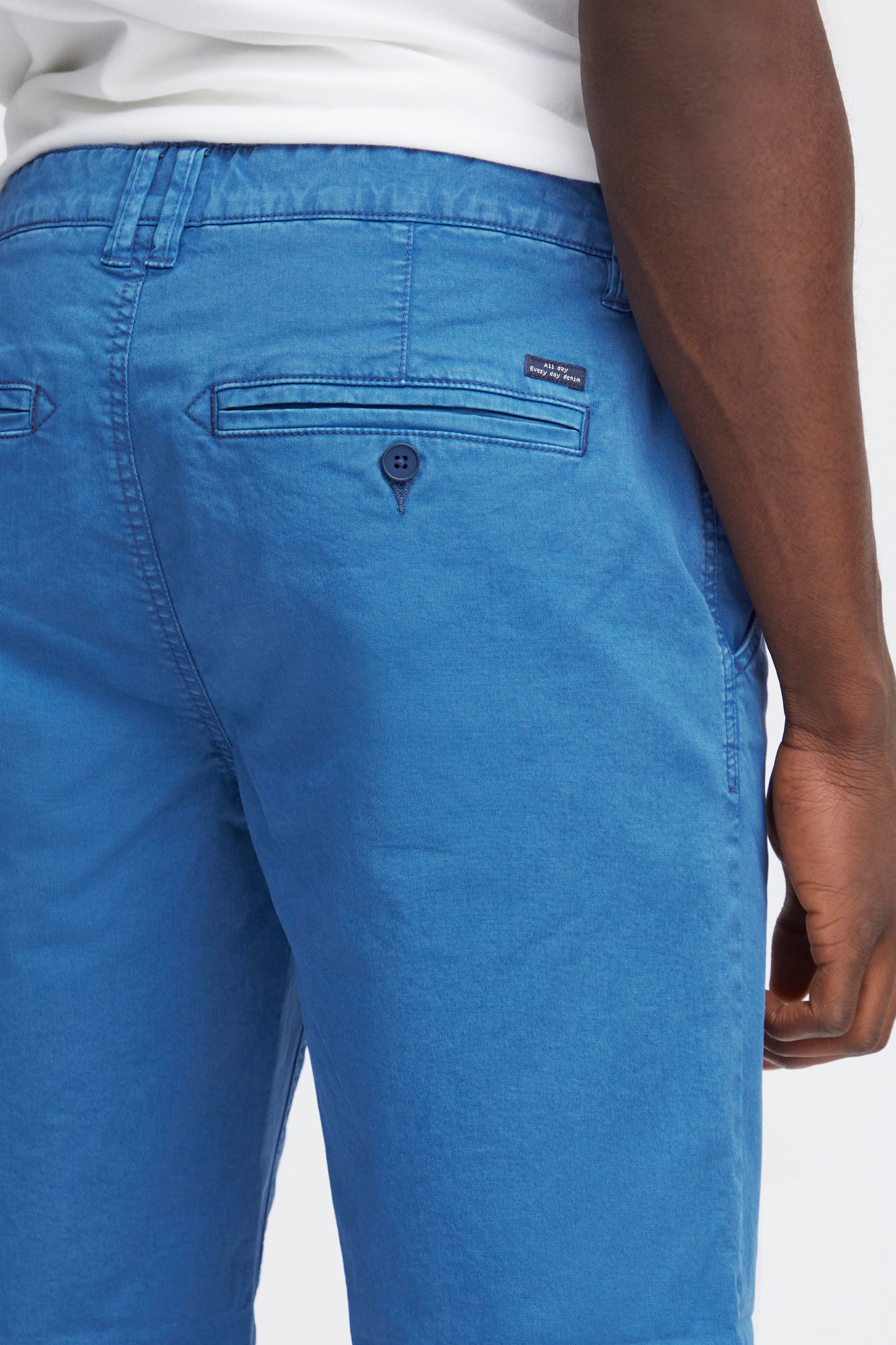 Cotton Blend Chino Shorts -Blue