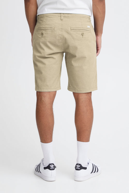 Woven Design Cotton Shorts - Beige