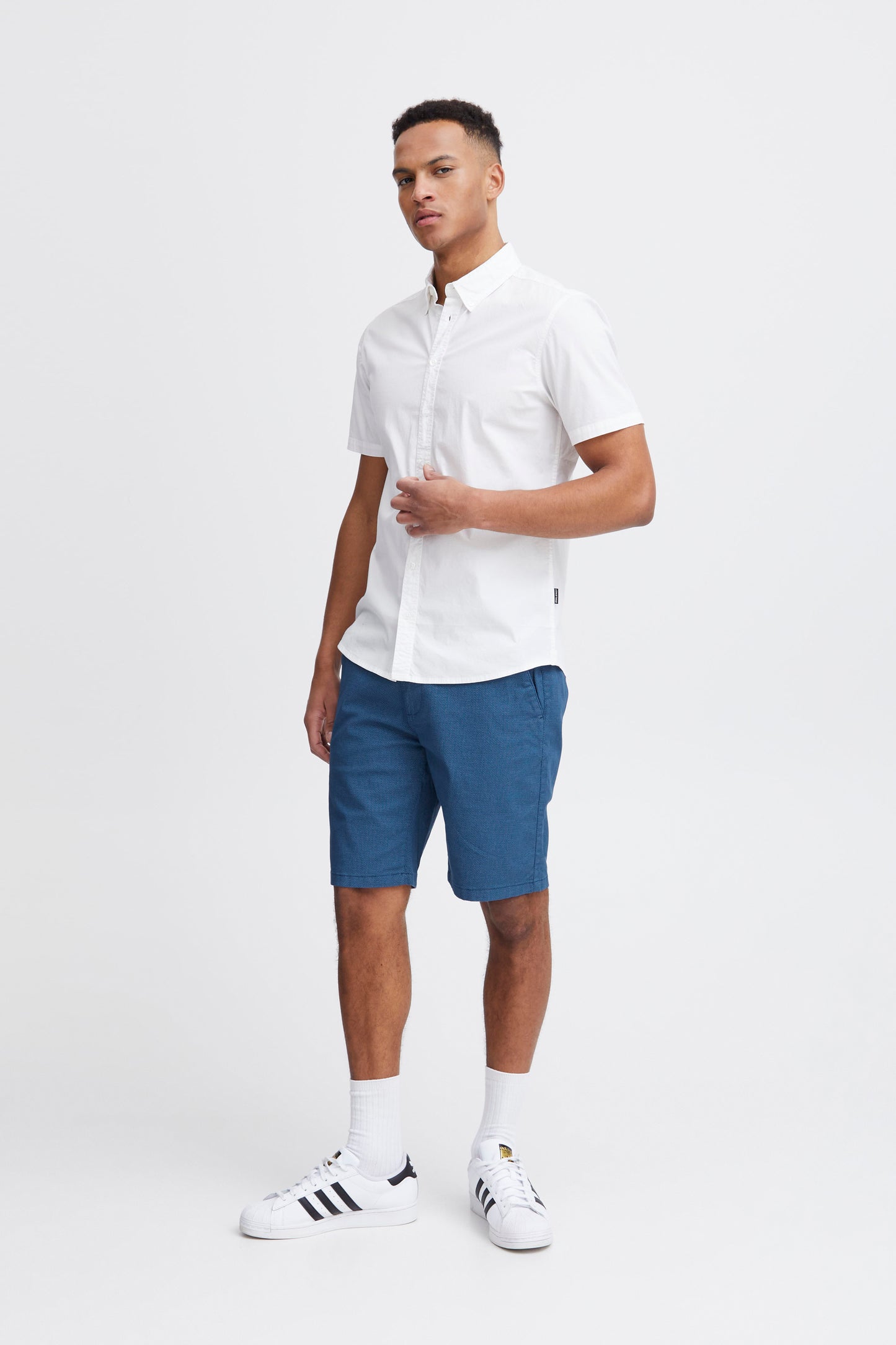 Cotton-Rich Woven Tailored Shorts - Blue