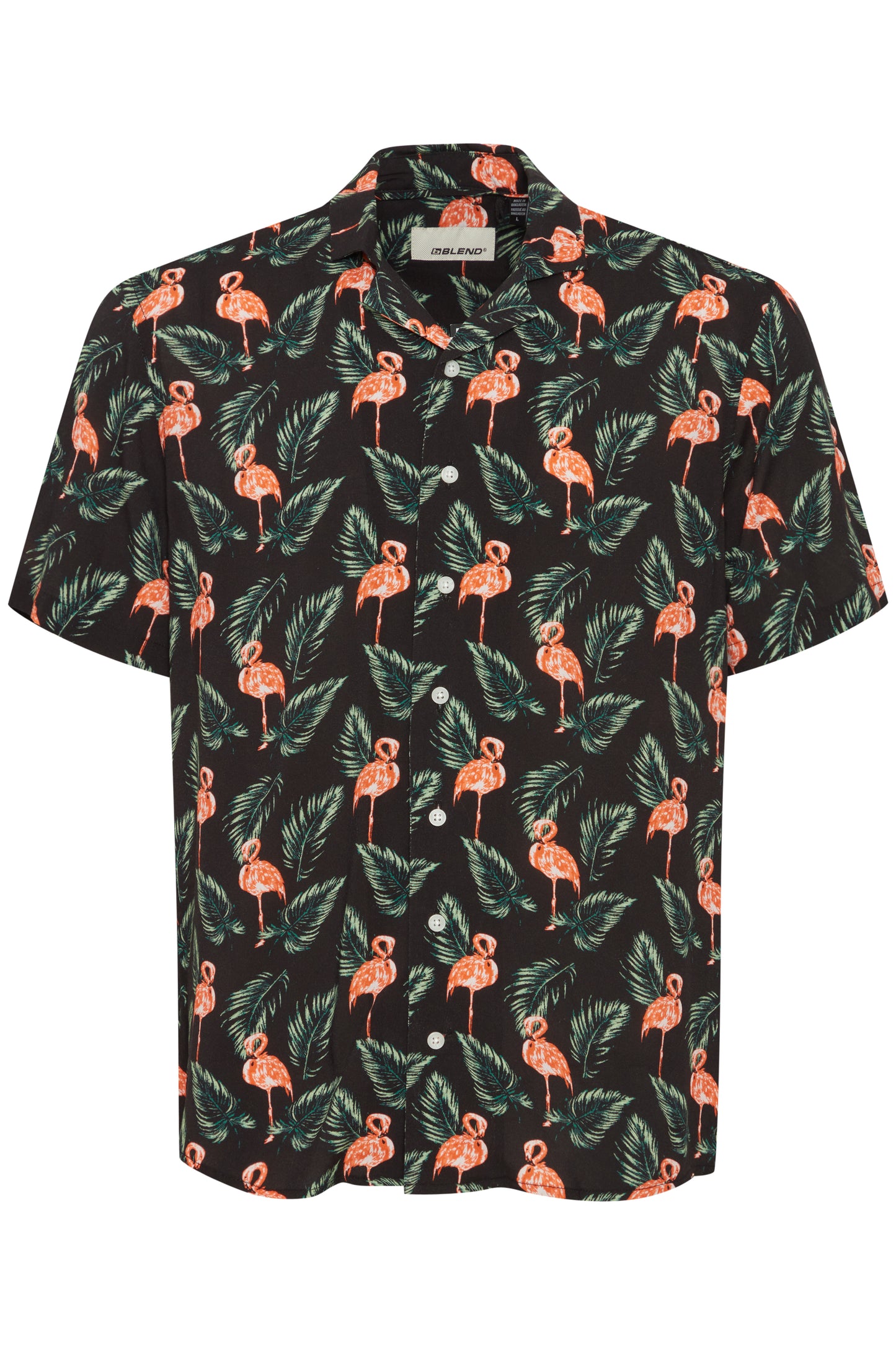 Hawaiian Print Shirts - Black Flamingo