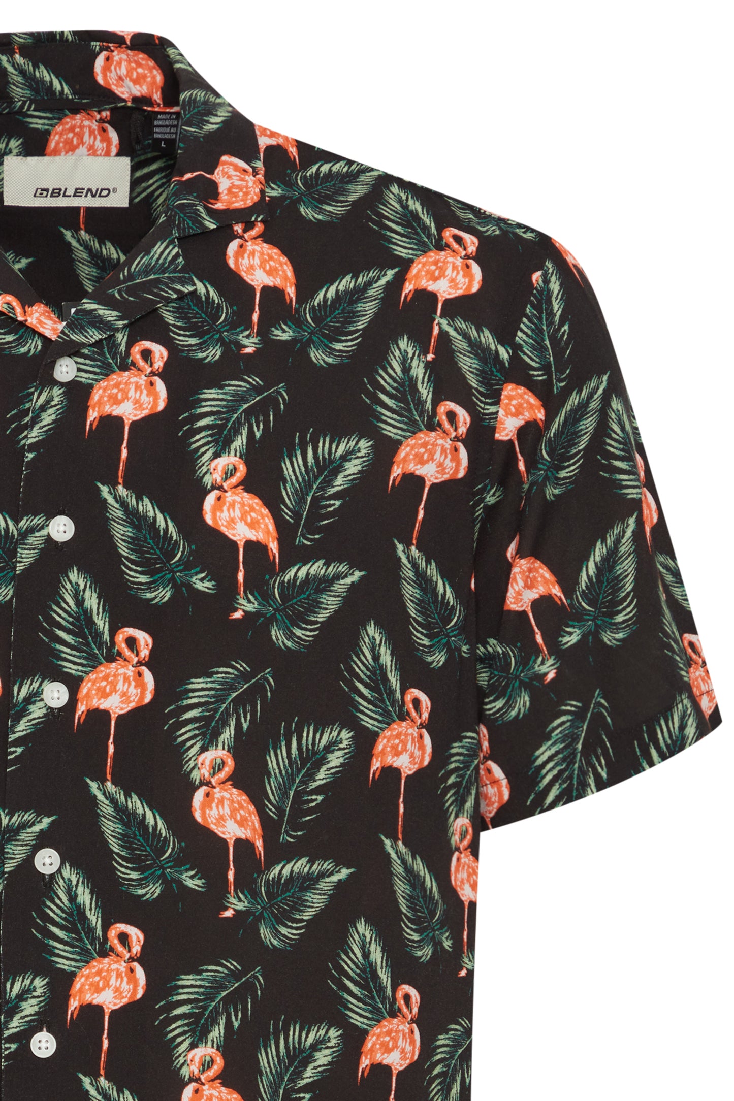 Hawaiian Print Shirts - Black Flamingo