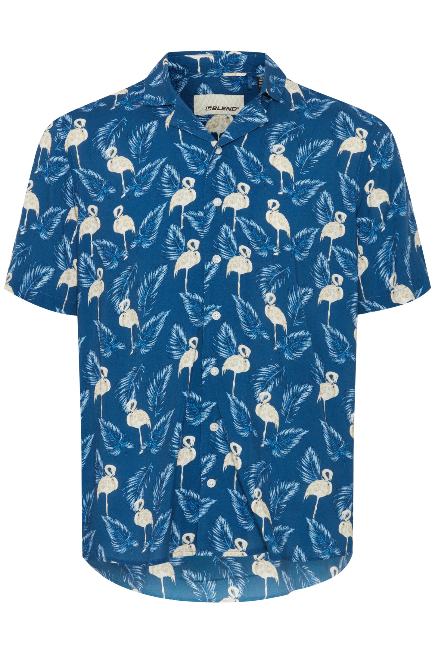 Hawaiian Print Shirts - Blue Flamingo