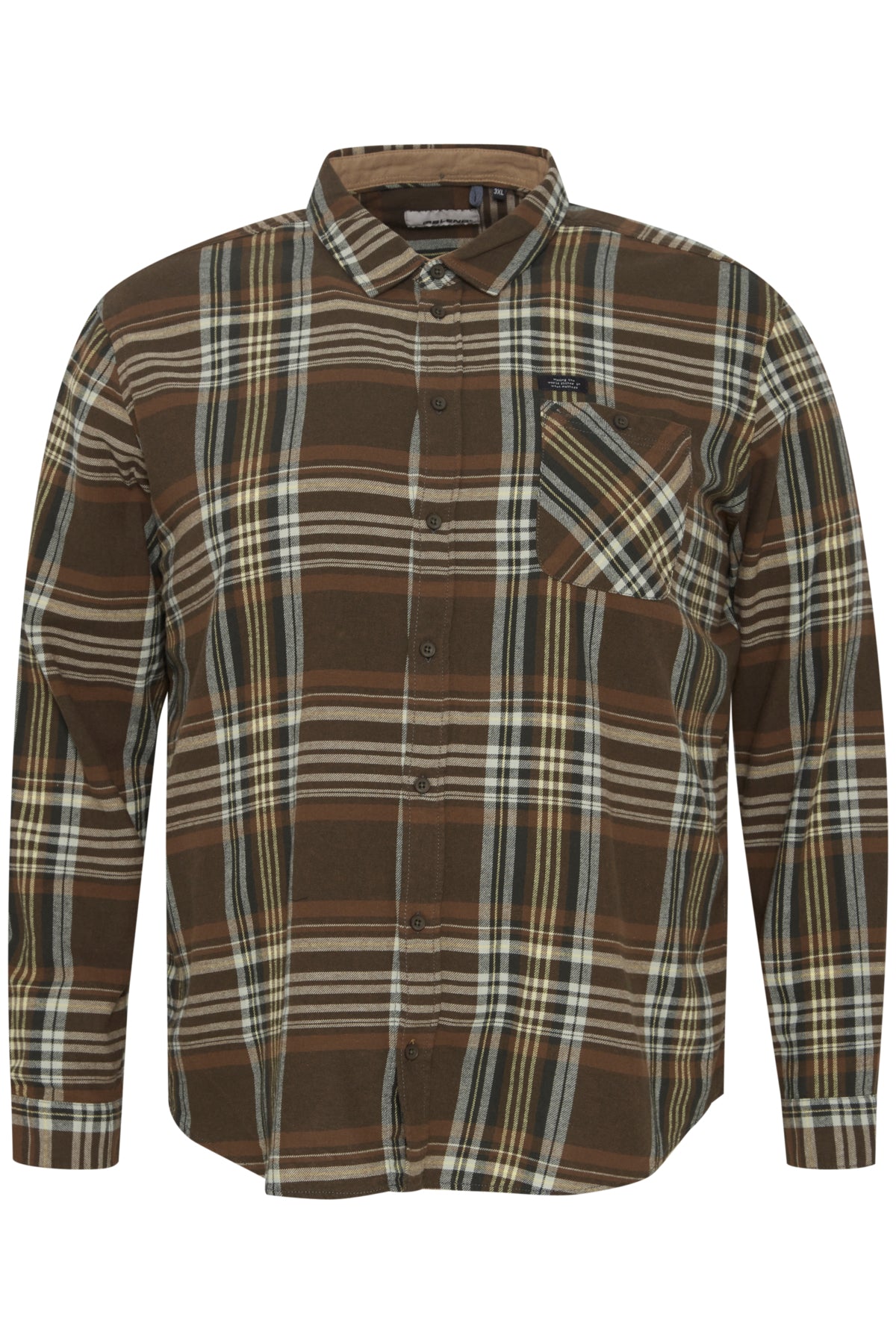 BigMens Brushed-Cotton Check Shirt - Olive & Brown