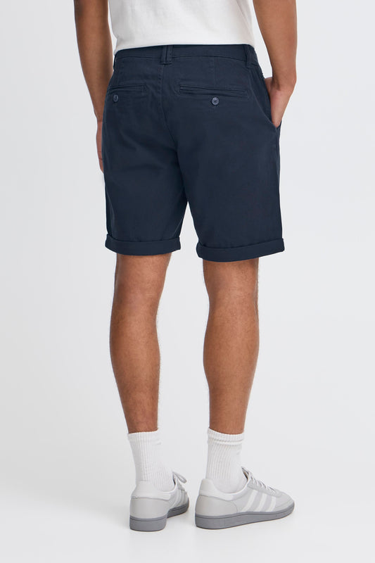 Cotton Blend Chino Shorts - Denim Blue
