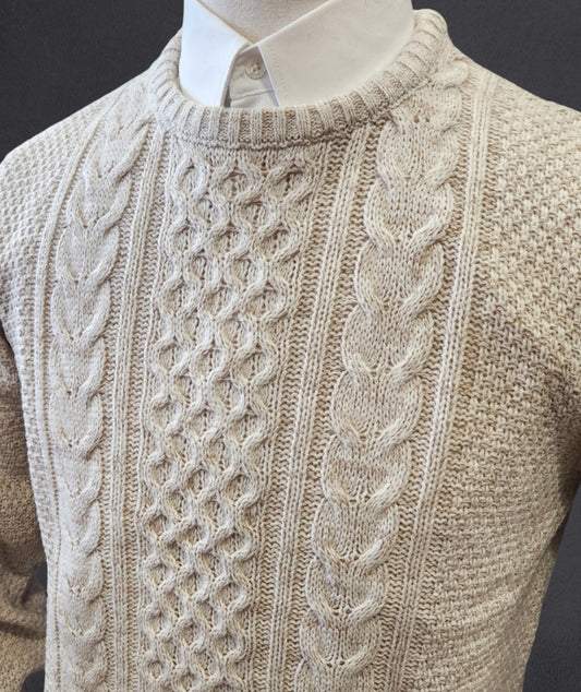 Cotton-Blend Cable-Knit Sweater - Vanilla