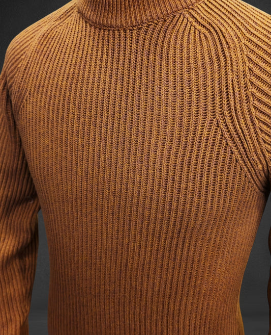 Cotton Ribbed Sweater - Burnt Orange