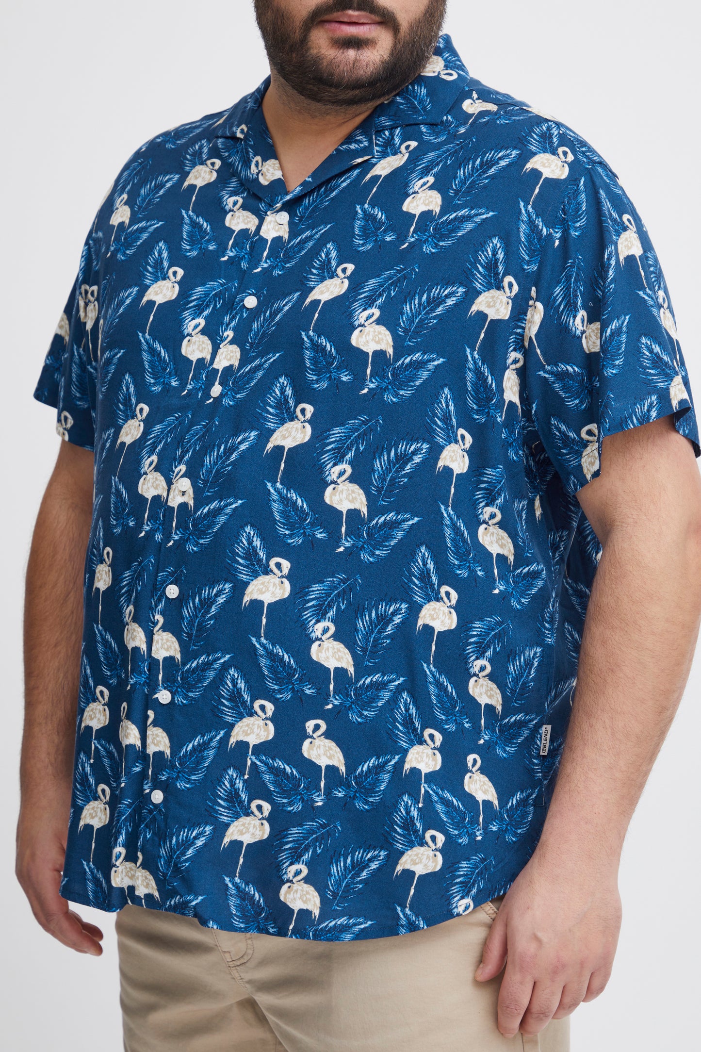 BigMens Hawaiian Print Shirts - Blue Flamingo