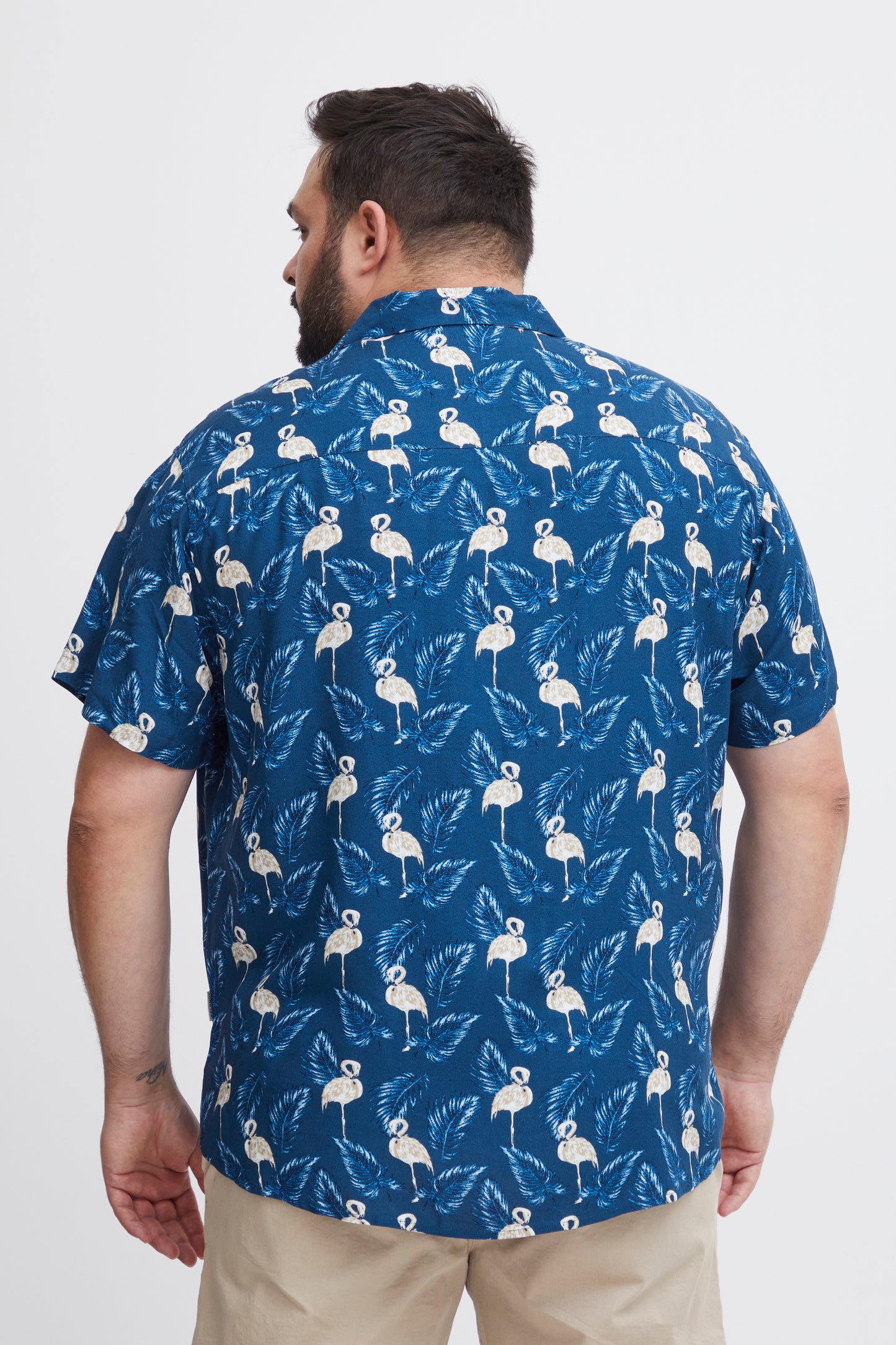 BigMens Hawaiian Print Shirts - Blue Flamingo