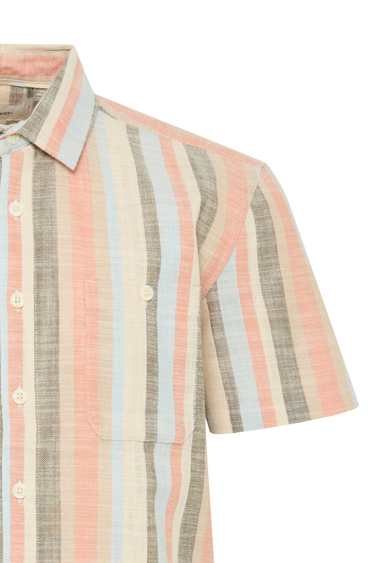 BHARV Cotton Striped Shirt - Peach/ Blue/ Olive