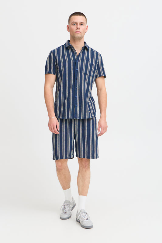 BHANDI Woven Striped Shorts - Navy