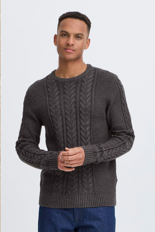 Cable Knit Woolly Jumper - Charcoal