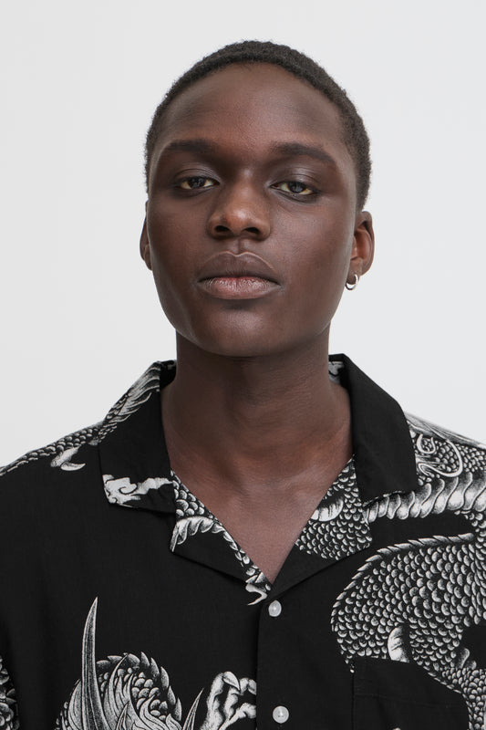 BHBADIR Oriental Dragon Shirt - Black