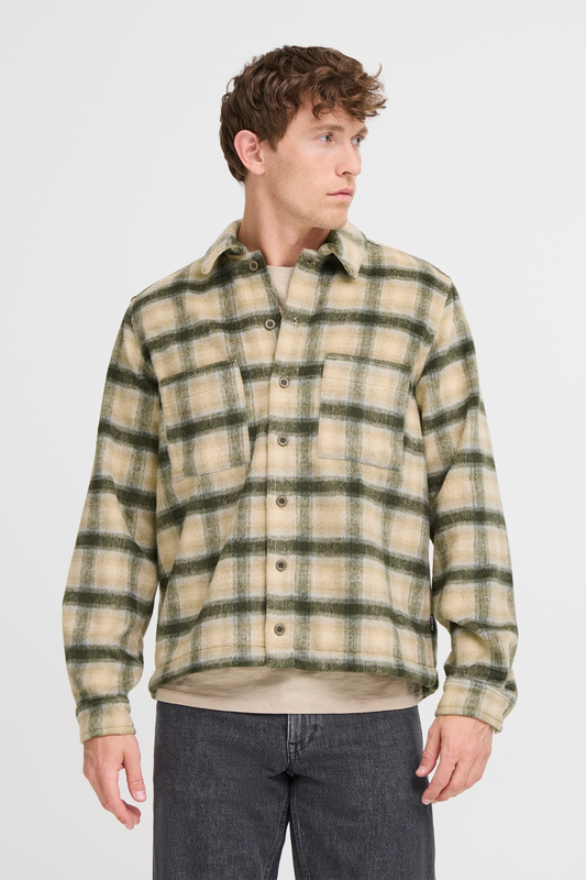 Plaid Flannel Shacket – Green & Cream